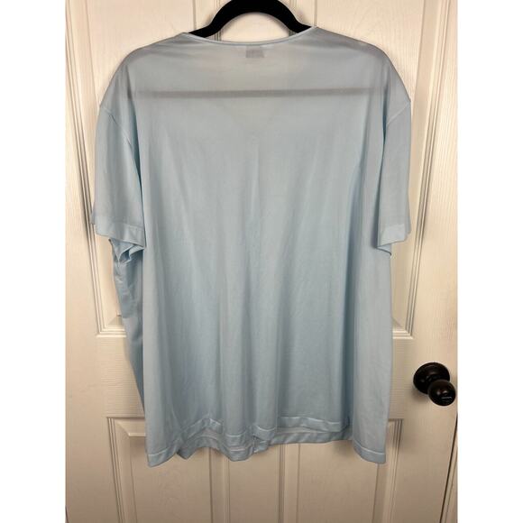 Vintage 1960s Blue Vanity Fair Nylon Sleep Shirt Night Shirt Floral Collar XXL - Picture 7 of 8